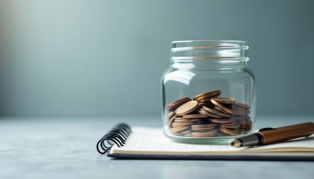 Illustration of a piggy bank with a rising interest arrow