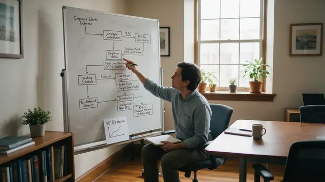 Illustration of a 401(k) match with employee and employer contributions